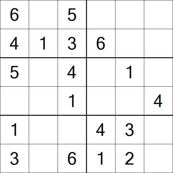 Sudoku 6x6 - Simple