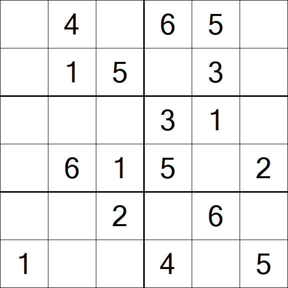 Sudoku 6x6 - Simple