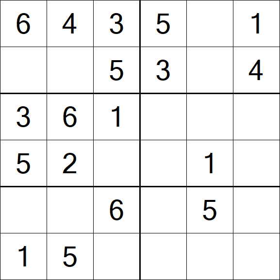 Sudoku 6x6 - Simple
