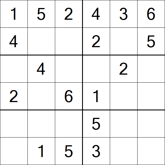 Sudoku 6x6 - Einfach