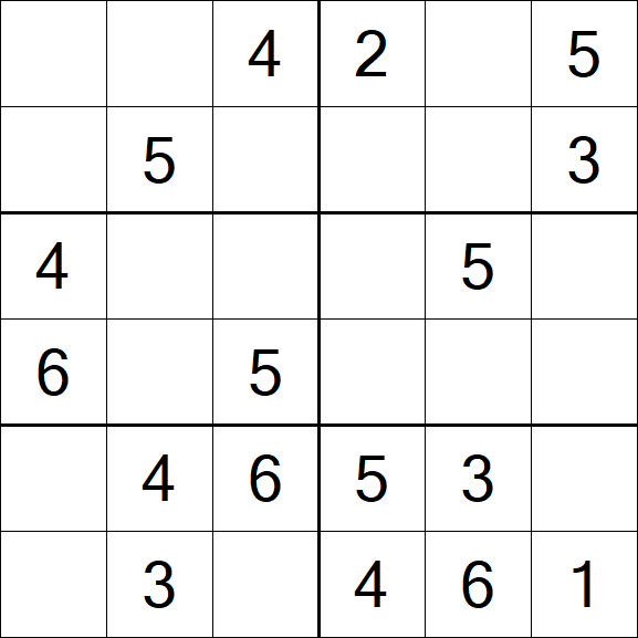 Sudoku 6x6 - Einfach