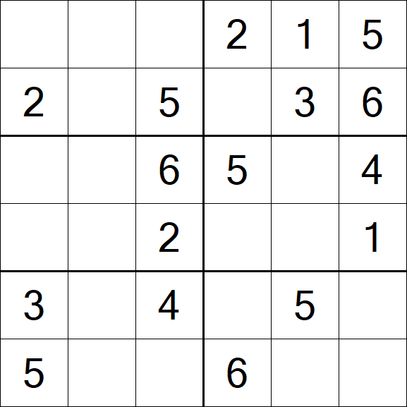 Sudoku 6x6 - Einfach
