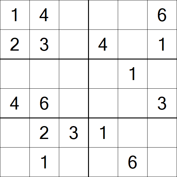 Sudoku 6x6 - Einfach