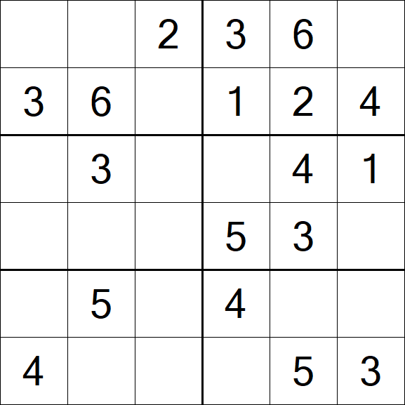 Sudoku 6x6 - Einfach