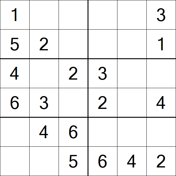 Sudoku 6x6 - Einfach