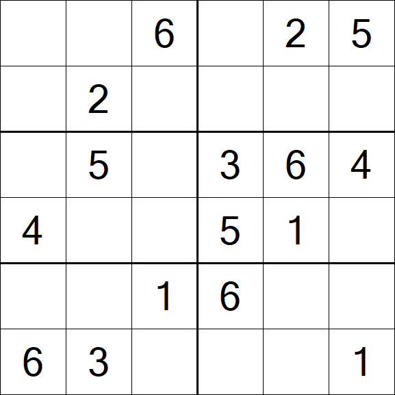 Sudoku 6x6 - Easy