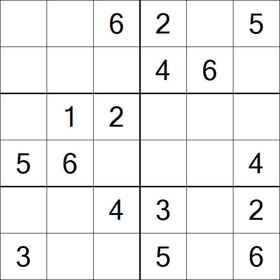 Sudoku 6x6 - Einfach