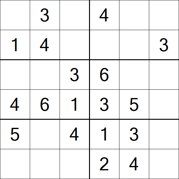 Sudoku 6x6 - Simple