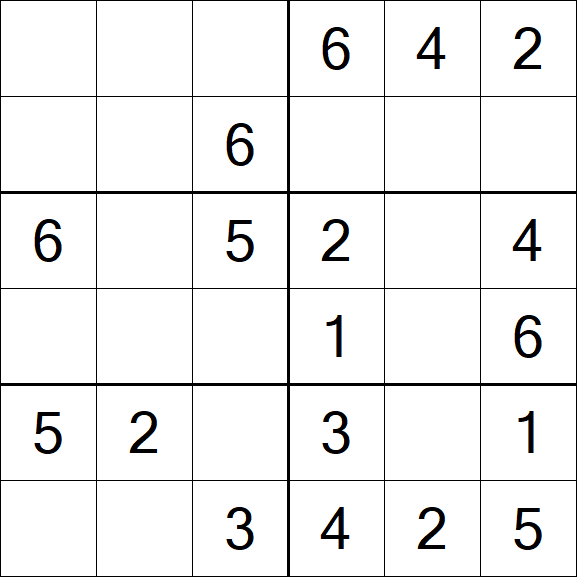 Sudoku 6x6 - Simple