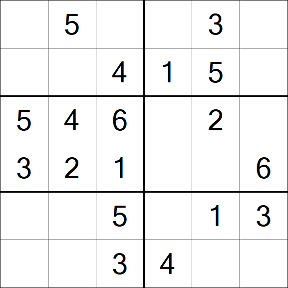 Sudoku 6x6 - Simple