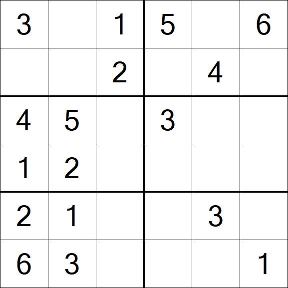 Sudoku 6x6 - Simple