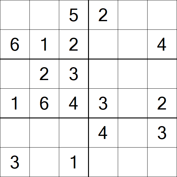 Sudoku 6x6 - Einfach
