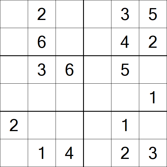 Sudoku 6x6 - Einfach