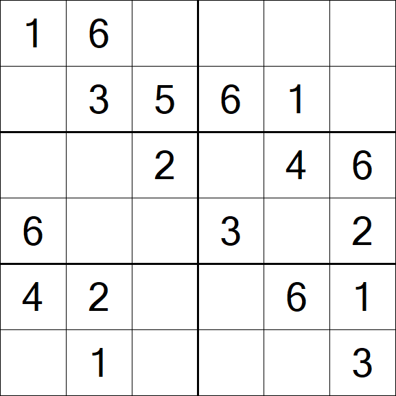 Sudoku 6x6 - Einfach