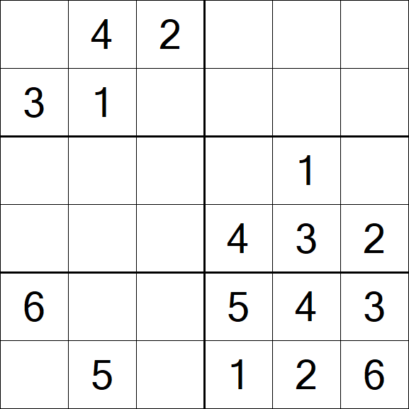 Sudoku 6x6 - Einfach