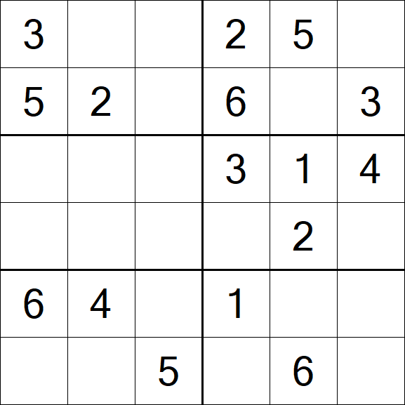 Sudoku 6x6 - Einfach