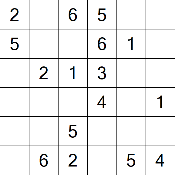 Sudoku 6x6 - Einfach