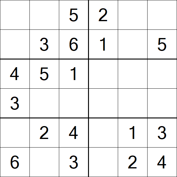 Sudoku 6x6 - Einfach