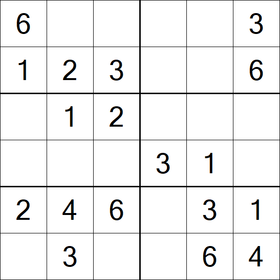 Sudoku 6x6 - Fácil