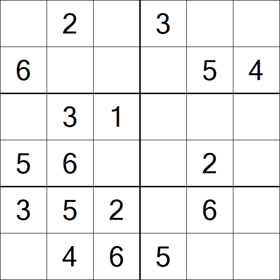 Sudoku 6x6 - Simple