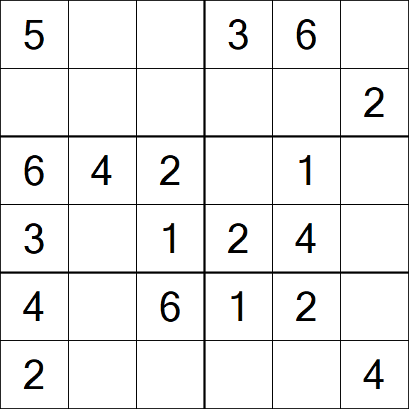 Sudoku 6x6 - Easy