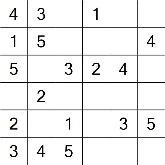 Sudoku 6x6 - Easy