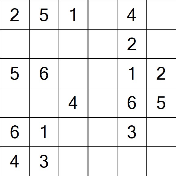 Sudoku 6x6 - Fácil