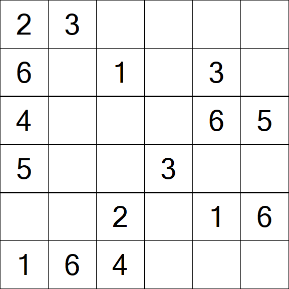 Sudoku 6x6 - Easy