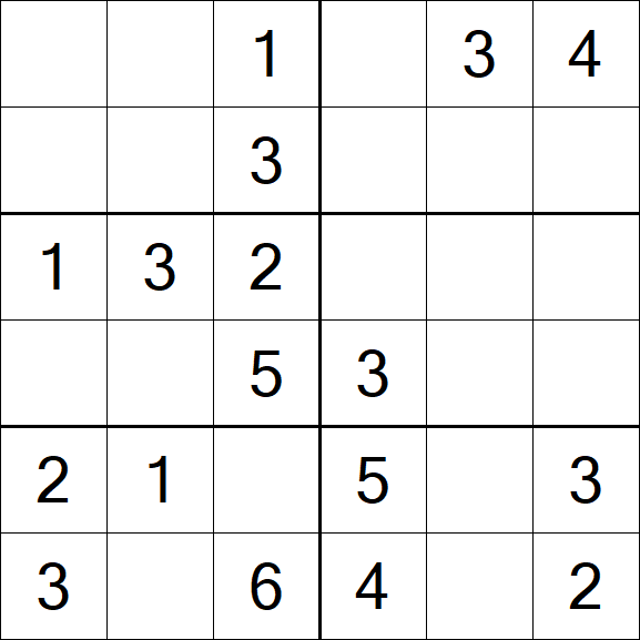 Sudoku 6x6 - Simple