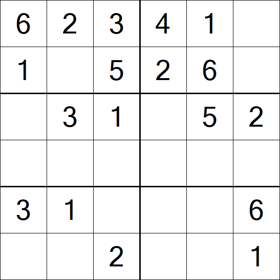 Sudoku 6x6 - Easy
