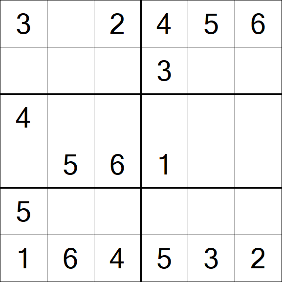 Sudoku 6x6 - Easy