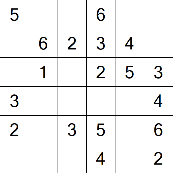 Sudoku 6x6 - Einfach