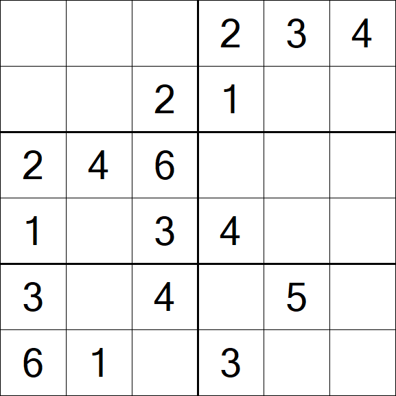 Sudoku 6x6 - Simple