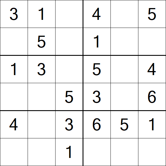 Sudoku 6x6 - Simple