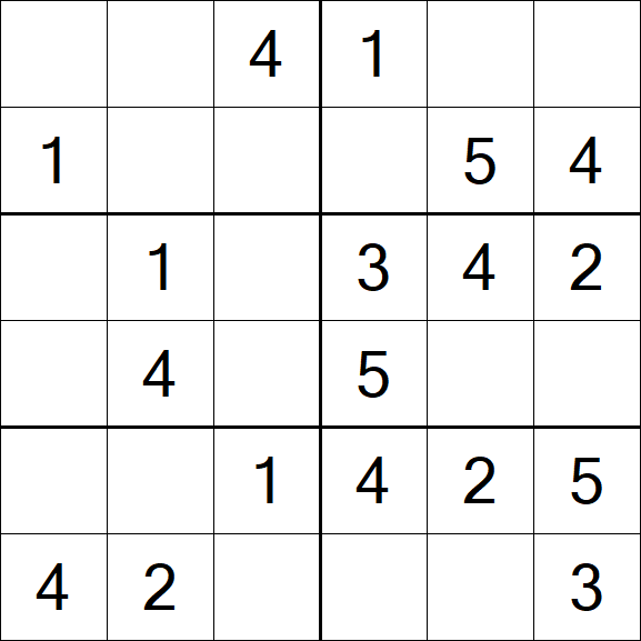 Sudoku 6x6 - Einfach