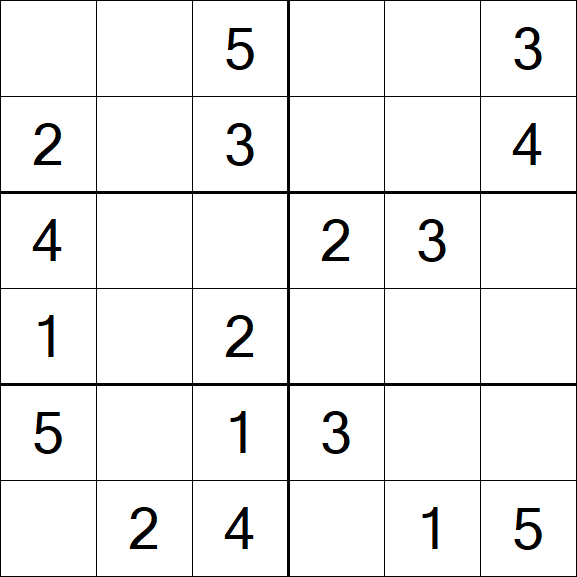 Sudoku 6x6 - Einfach