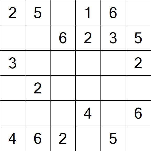 Sudoku 6x6 - Einfach