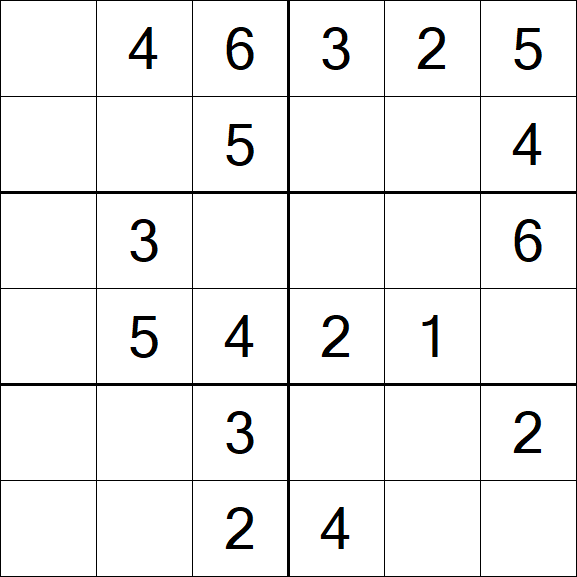 Sudoku 6x6 - Einfach