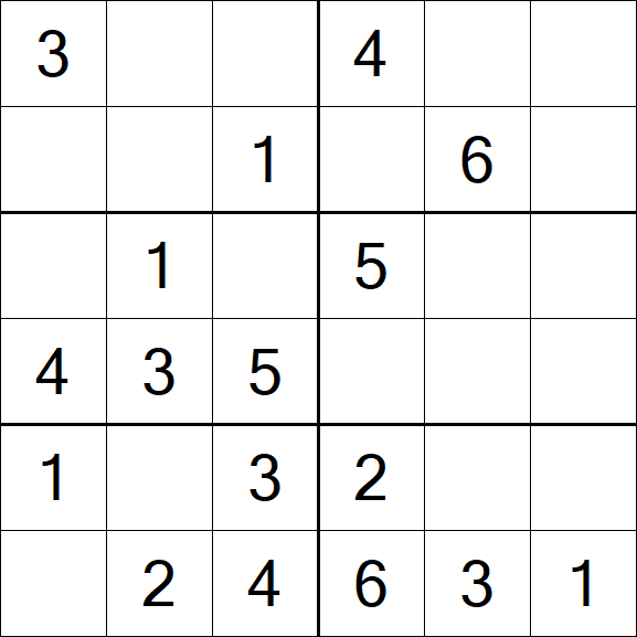 Sudoku 6x6 - Einfach