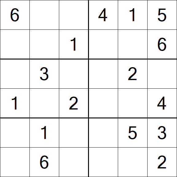 Sudoku 6x6 - Einfach