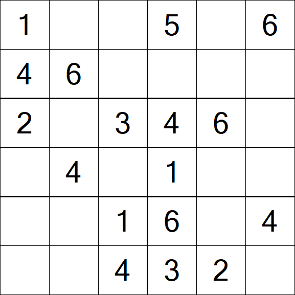 Sudoku 6x6 - Einfach
