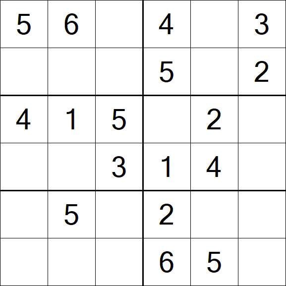 Sudoku 6x6 - Simple