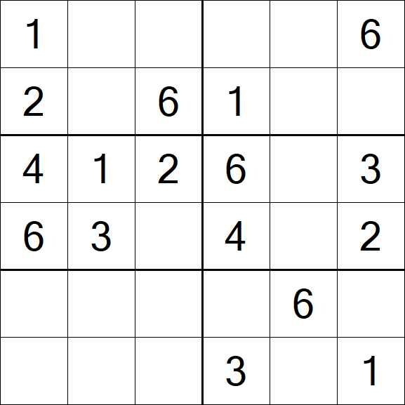Sudoku 6x6 - Simple