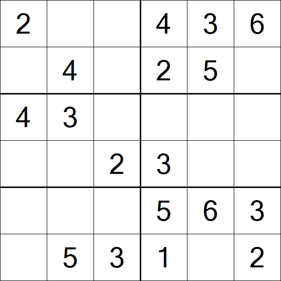 Sudoku 6x6 - Simple