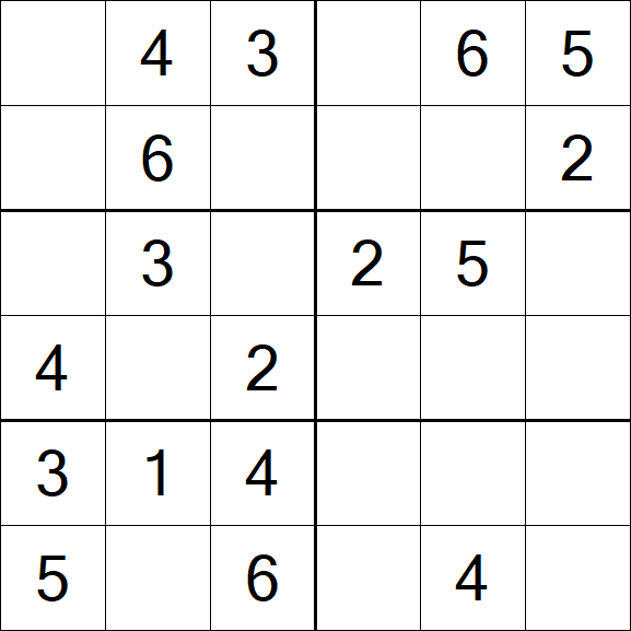 Sudoku 6x6 - Easy
