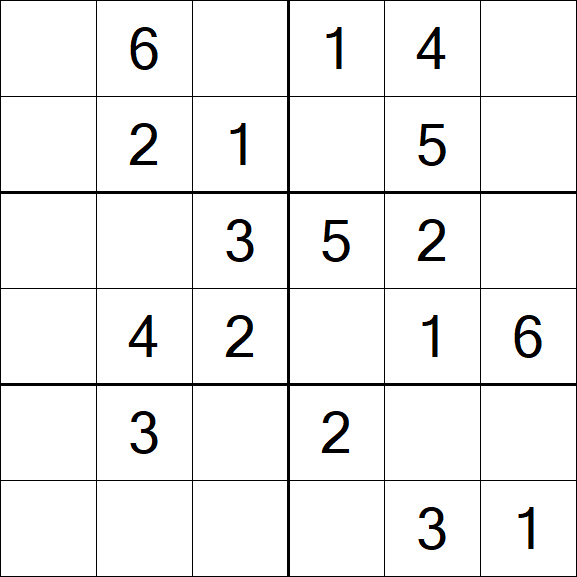 Sudoku 6x6 - Easy