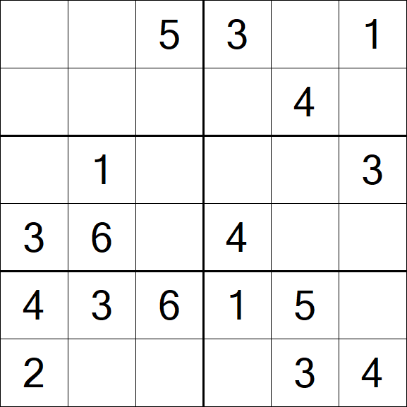 Sudoku 6x6 - Simple