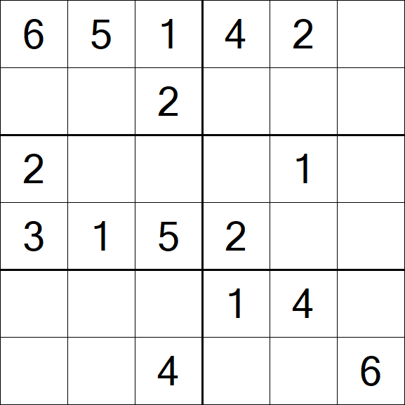 Sudoku 6x6 - Simple
