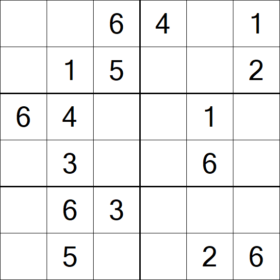 Sudoku 6x6 - Einfach