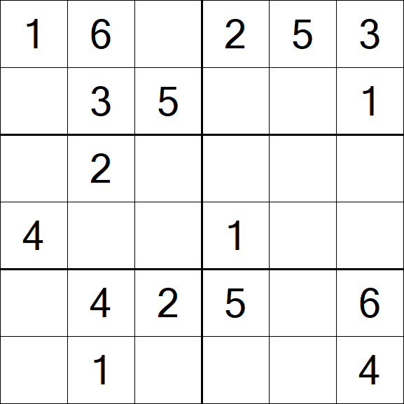 Sudoku 6x6 - Einfach
